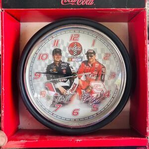 Coca Cola Dale Earnhardt Jr and Sr Wall Clock New In Box